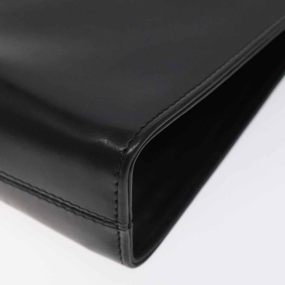 Salvatore Ferragamo Gancini Chain Shoulder Bag Leather Black Gold Auth 118161