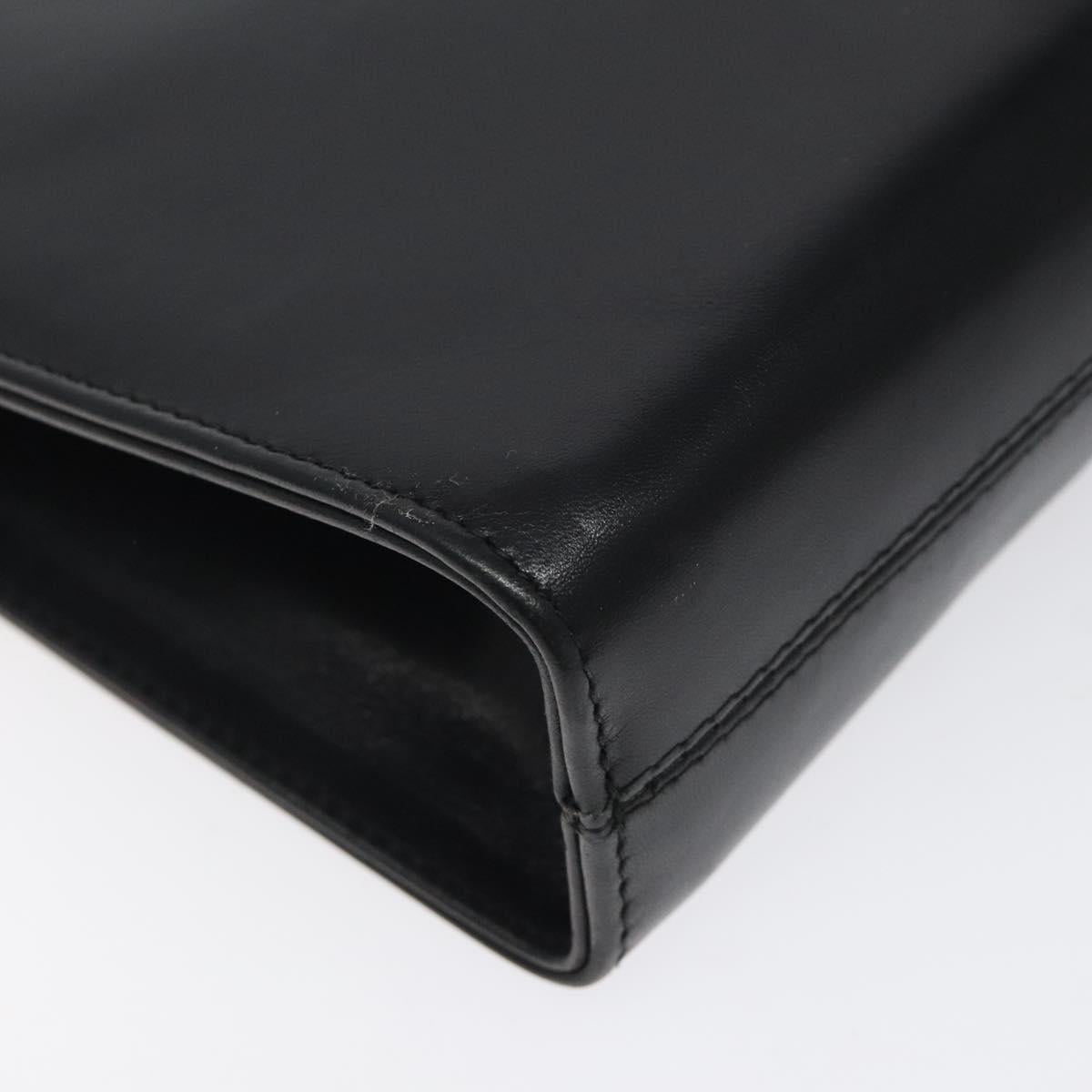 Salvatore Ferragamo Gancini Chain Shoulder Bag Leather Black Gold Auth 118161