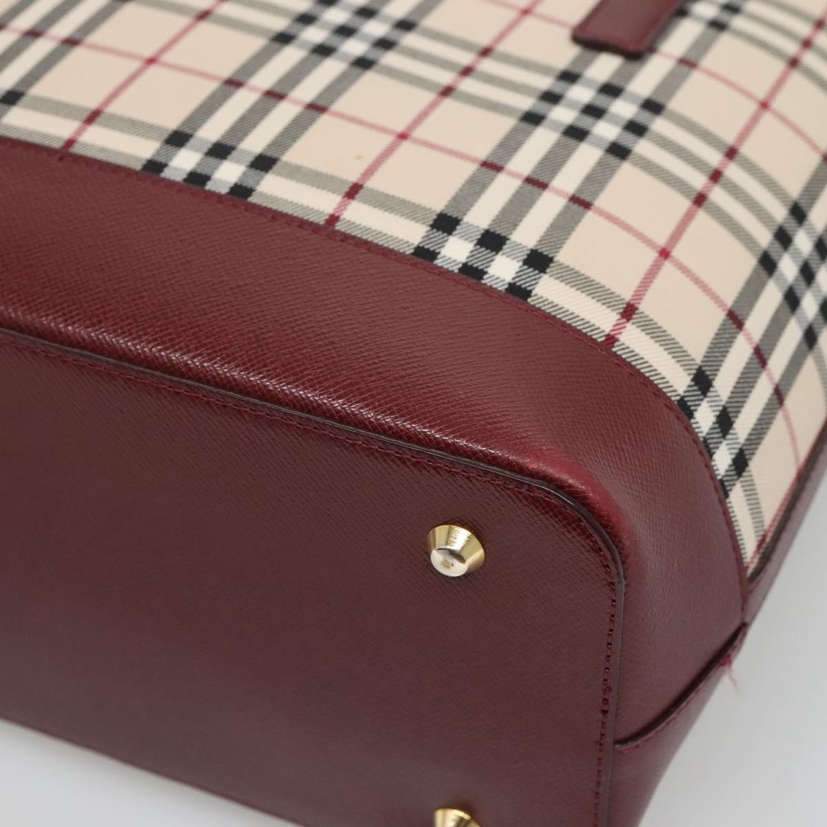 BURBERRY Nova Check Tote Bag Canvas Beige Gold Auth 118162