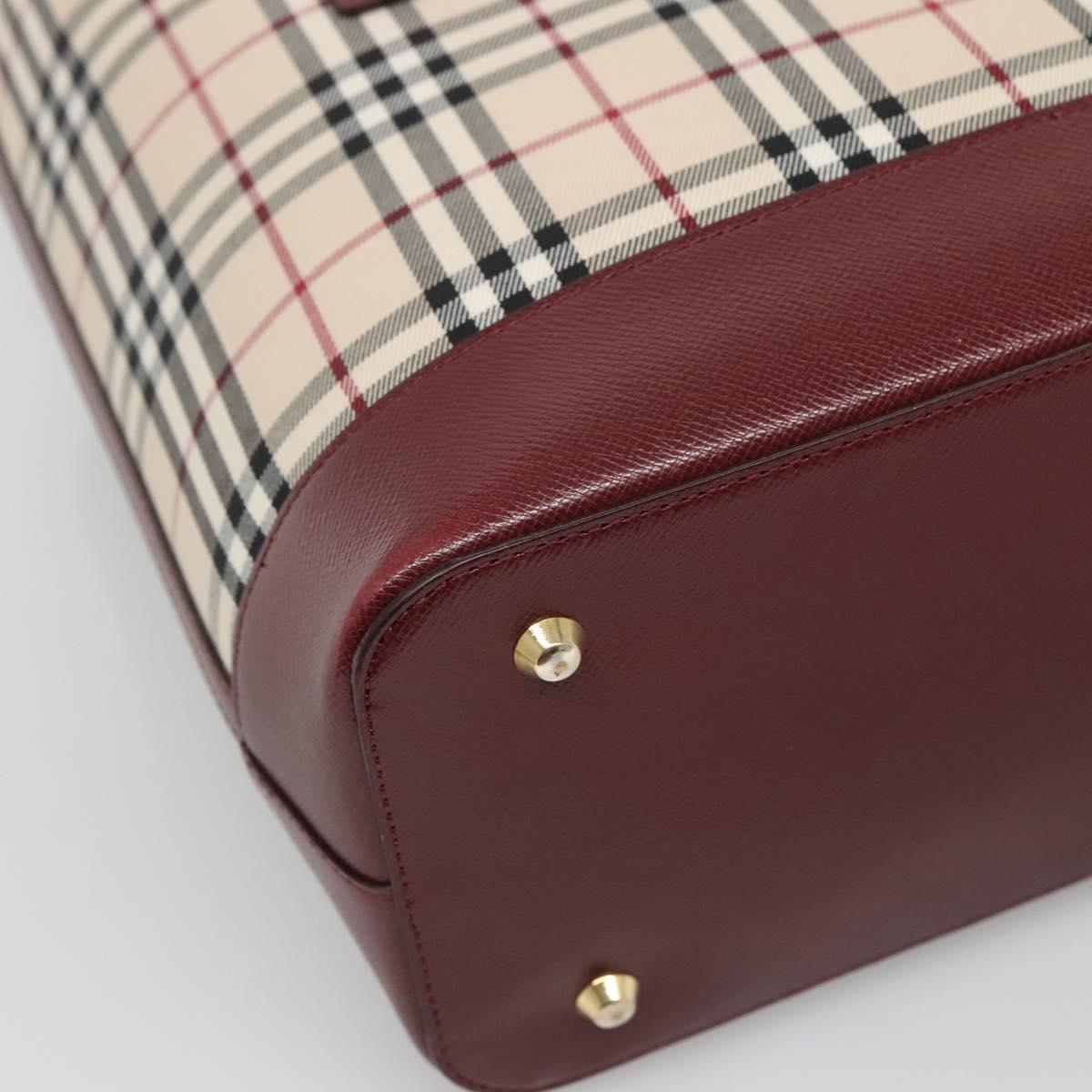 BURBERRY Nova Check Tote Bag Canvas Beige Gold Auth 118162