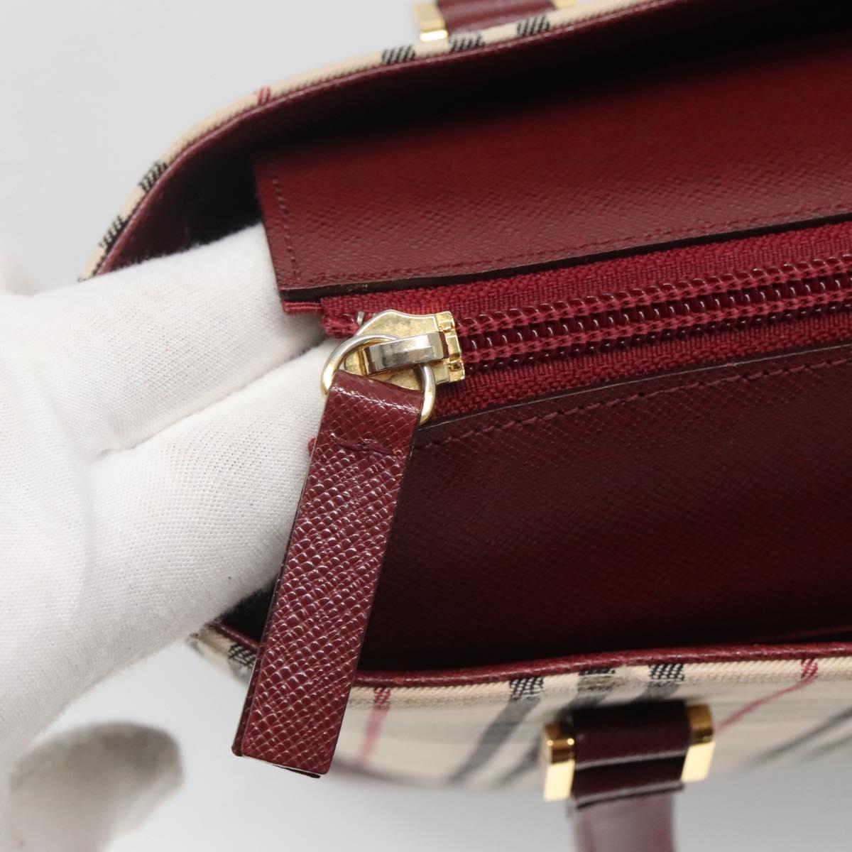 BURBERRY Nova Check Tote Bag Canvas Beige Gold Auth 118162