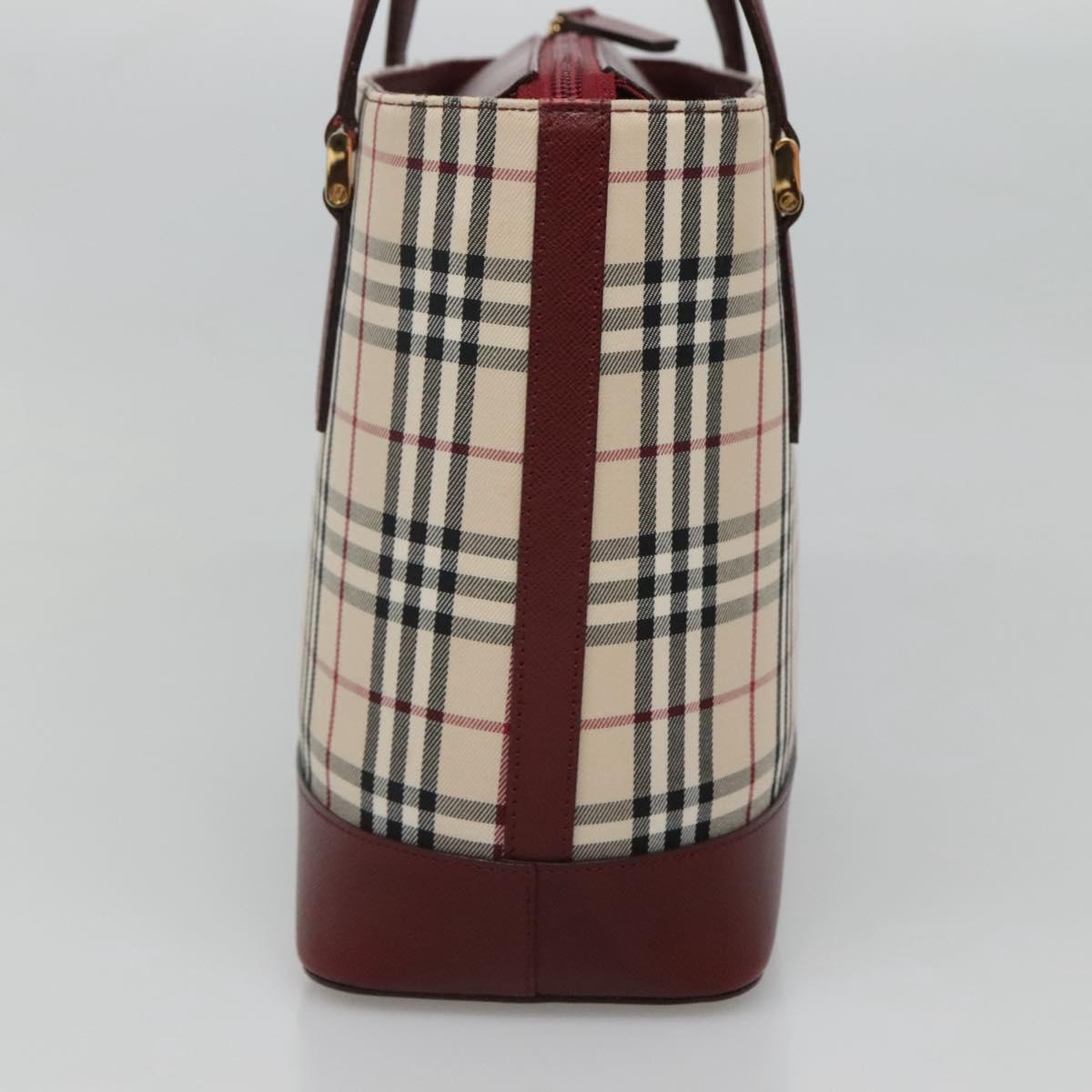 BURBERRY Nova Check Tote Bag Canvas Beige Gold Auth 118162