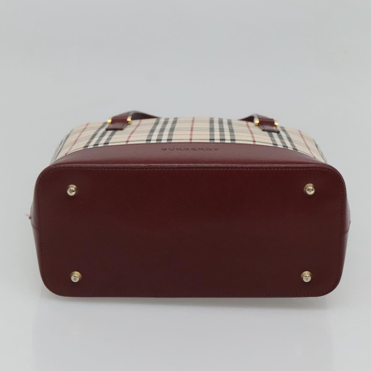 BURBERRY Nova Check Tote Bag Canvas Beige Gold Auth 118162