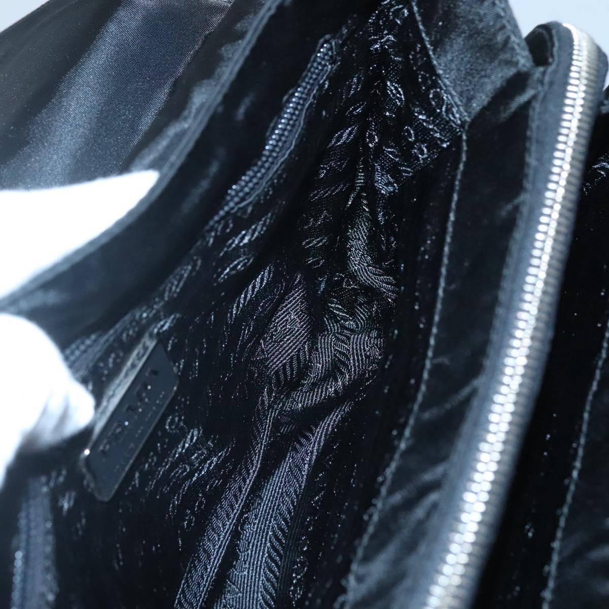 PRADA Shoulder Bag Nylon Black Silver Auth 118177