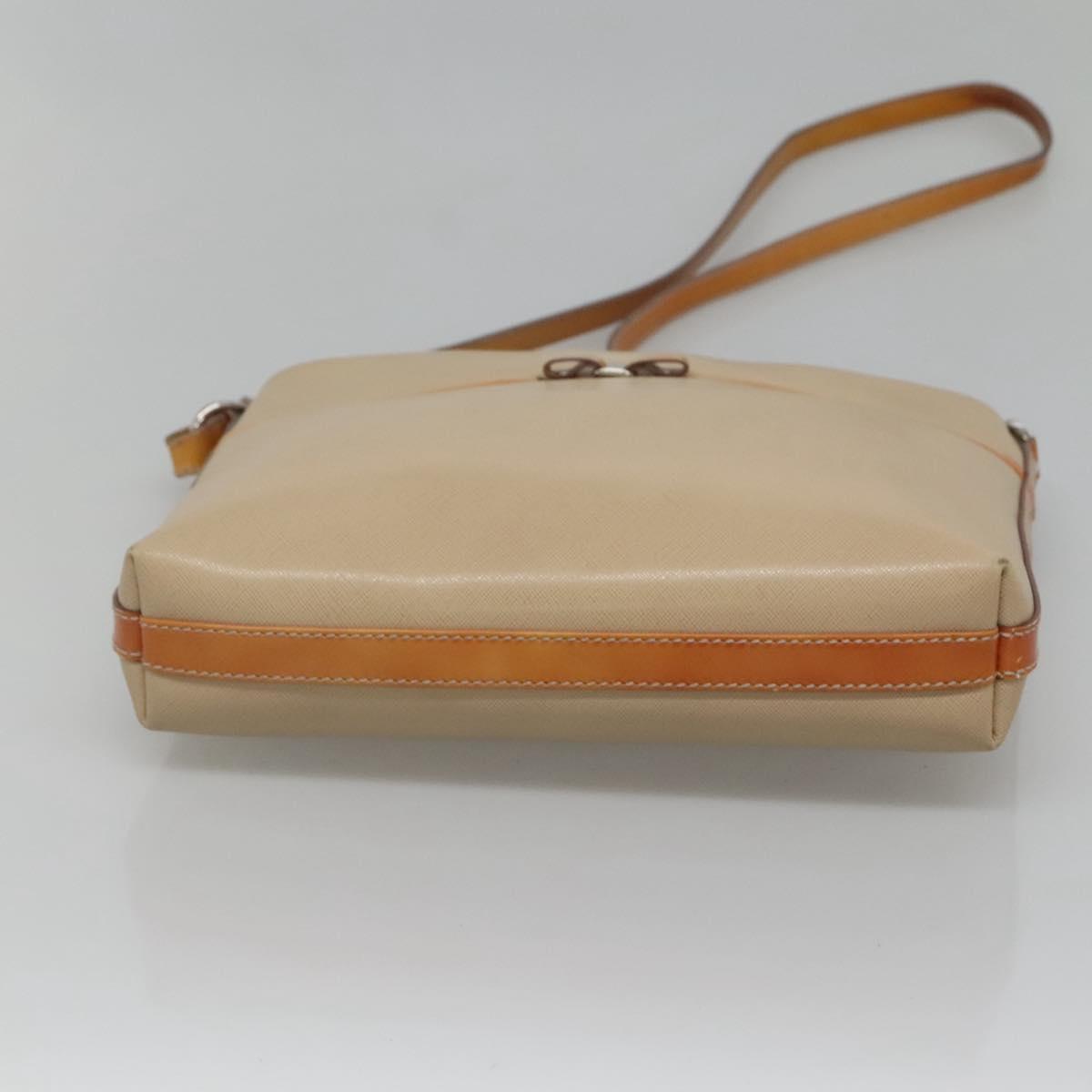 Salvatore Ferragamo Shoulder Bag Leather Beige Silver Auth 118188
