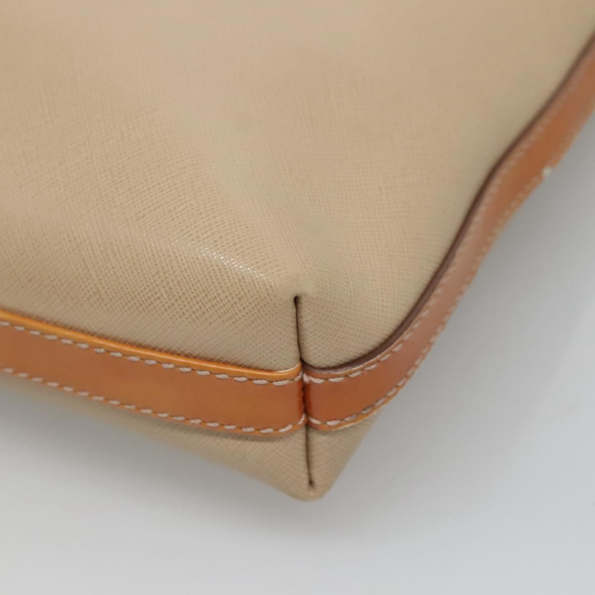 Salvatore Ferragamo Shoulder Bag Leather Beige Silver Auth 118188