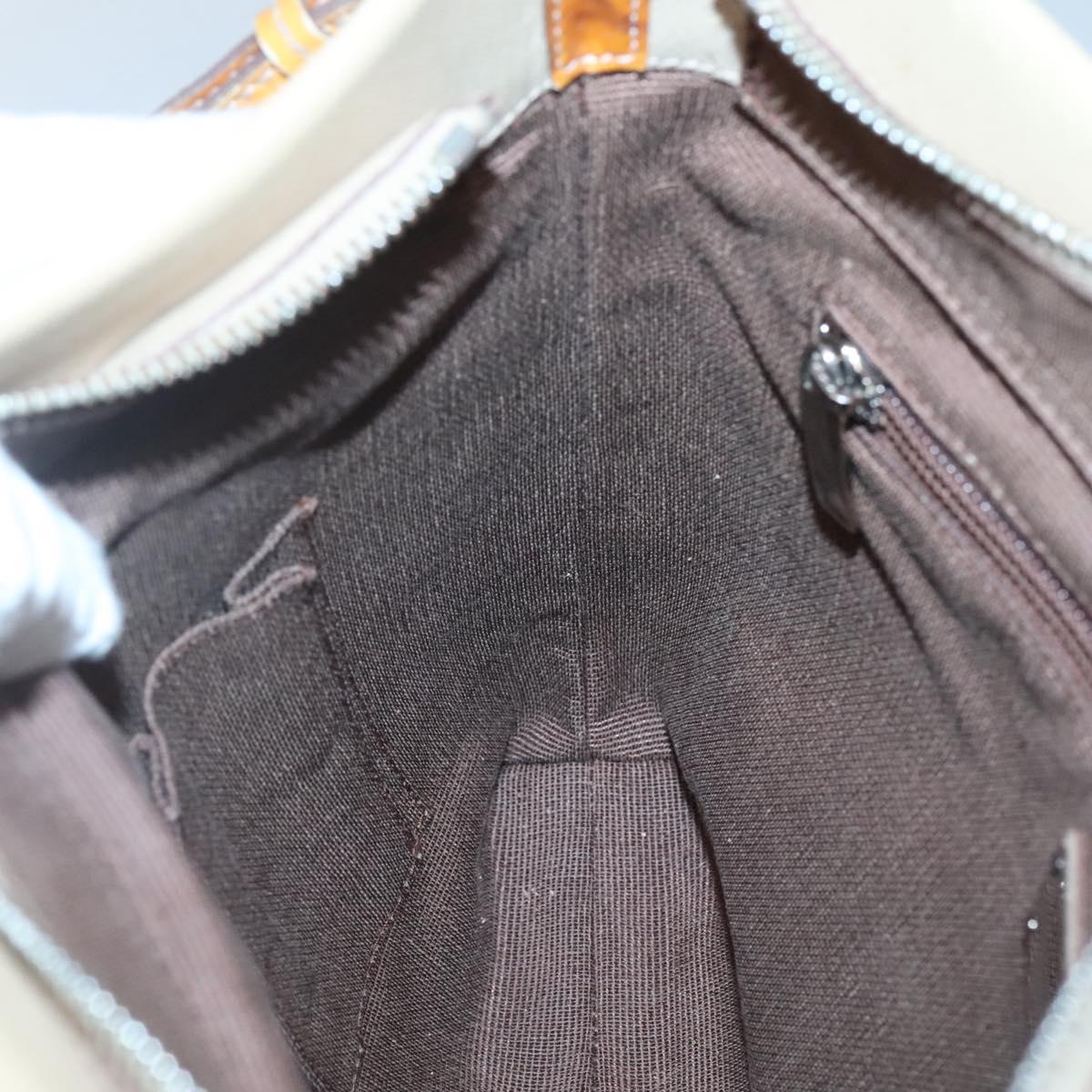 Salvatore Ferragamo Shoulder Bag Leather Beige Silver Auth 118188