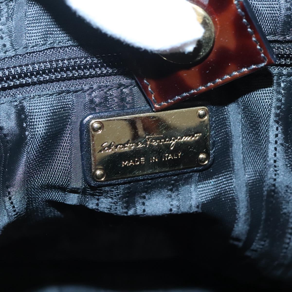 Salvatore Ferragamo Shoulder Bag Nylon Black Gold Auth 118189