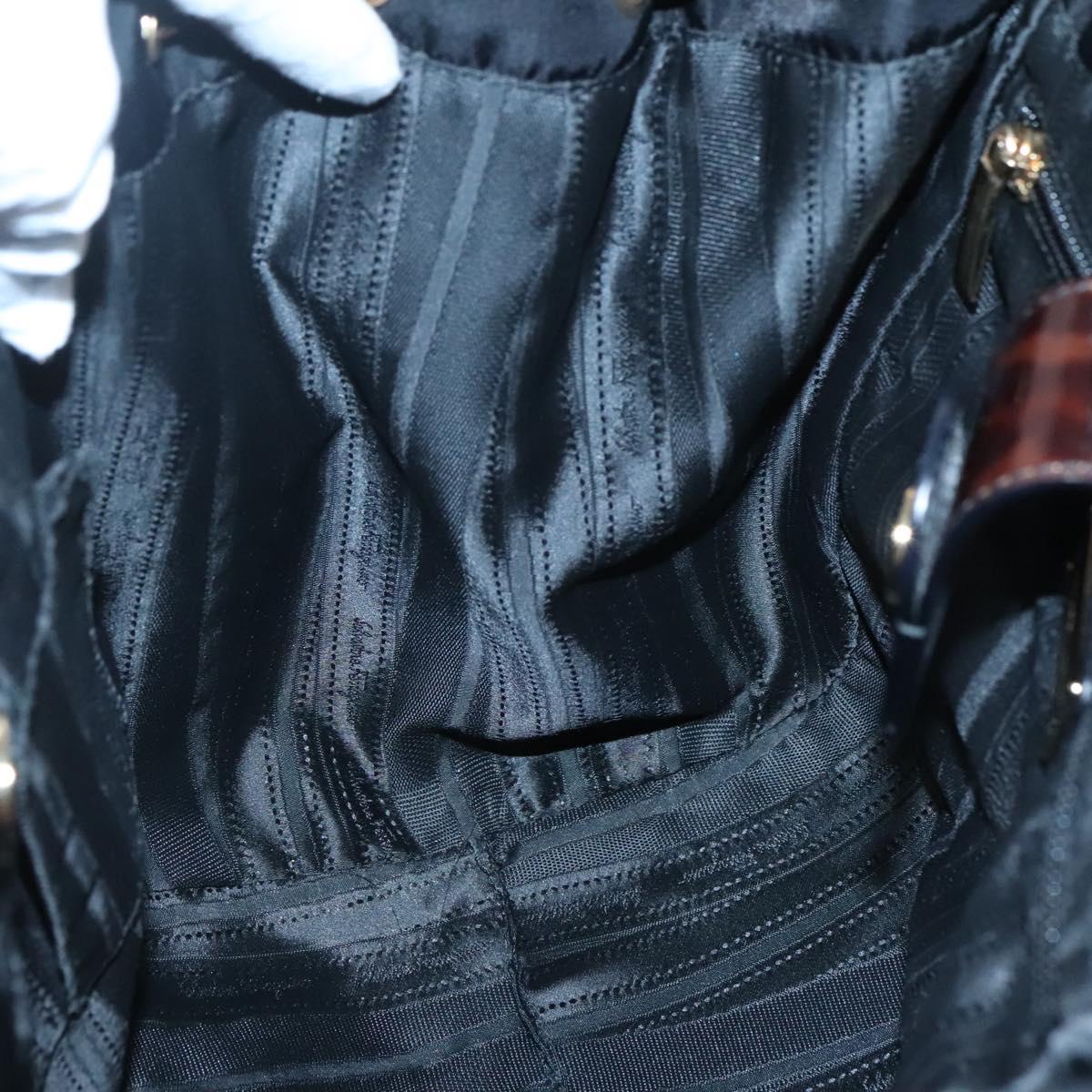 Salvatore Ferragamo Shoulder Bag Nylon Black Gold Auth 118189