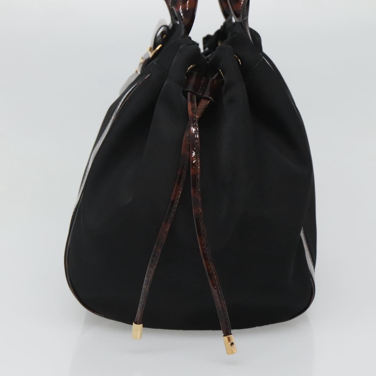 Salvatore Ferragamo Shoulder Bag Nylon Black Gold Auth 118189