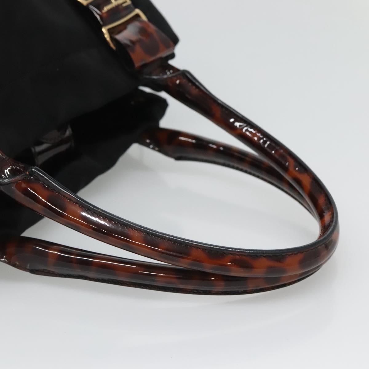 Salvatore Ferragamo Shoulder Bag Nylon Black Gold Auth 118189