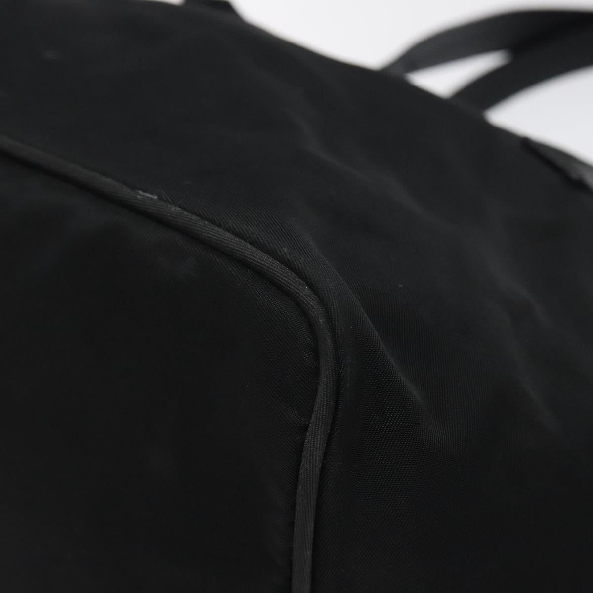 PRADA Hand Bag Nylon Black Silver Auth 118193