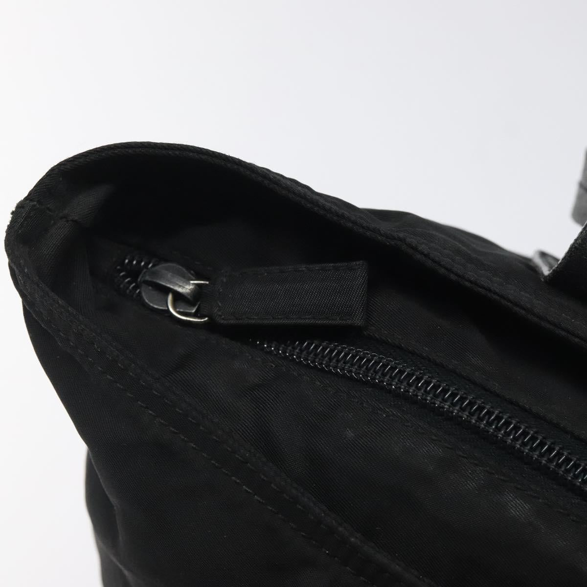 PRADA Hand Bag Nylon Black Silver Auth 118193
