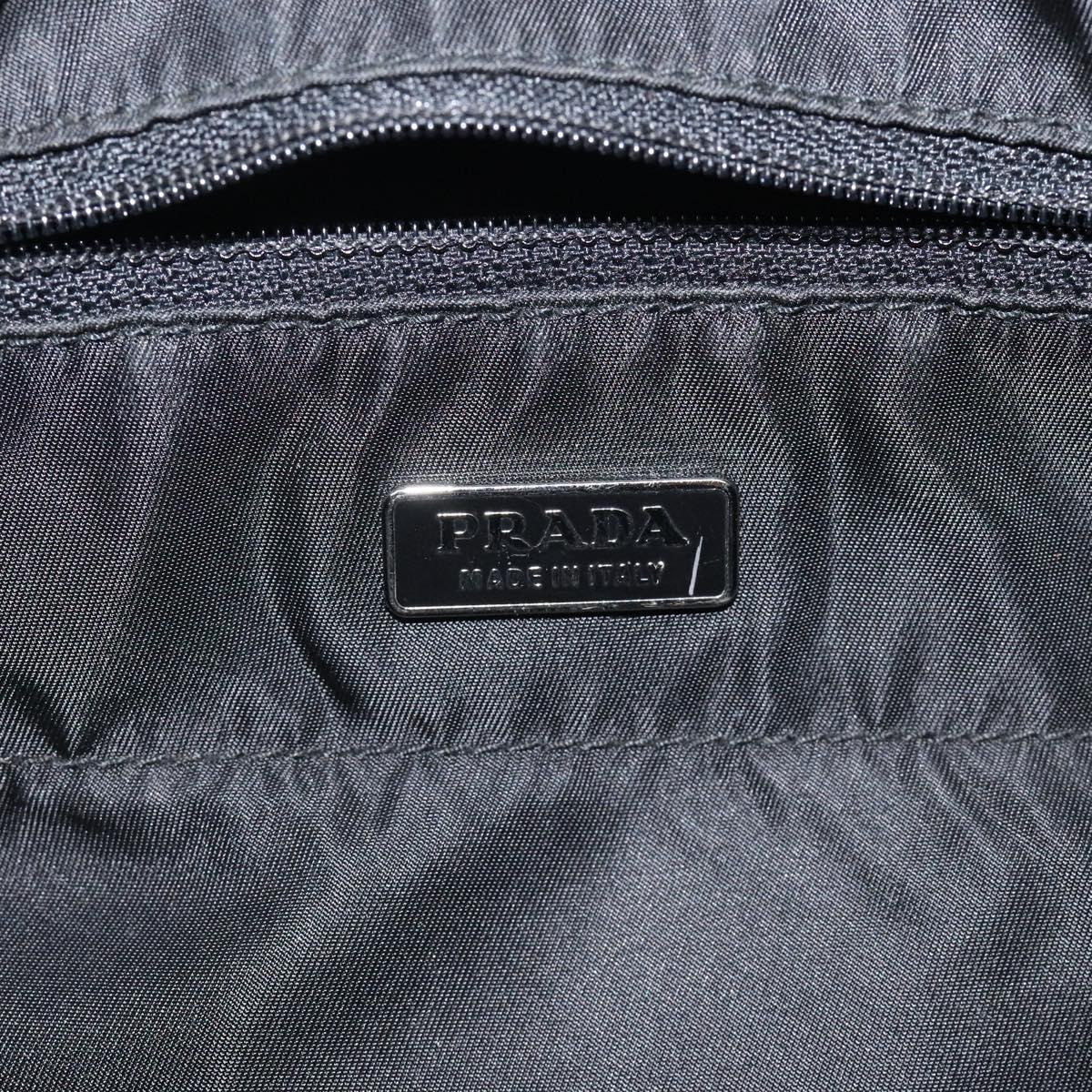 PRADA Hand Bag Nylon Black Silver Auth 118193