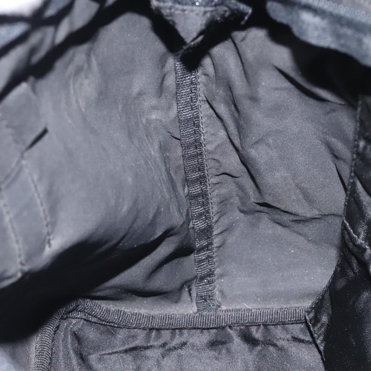 PRADA Hand Bag Nylon Black Silver Auth 118193