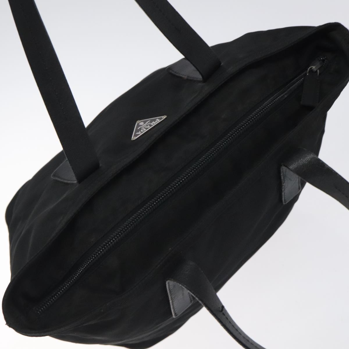 PRADA Hand Bag Nylon Black Silver Auth 118193