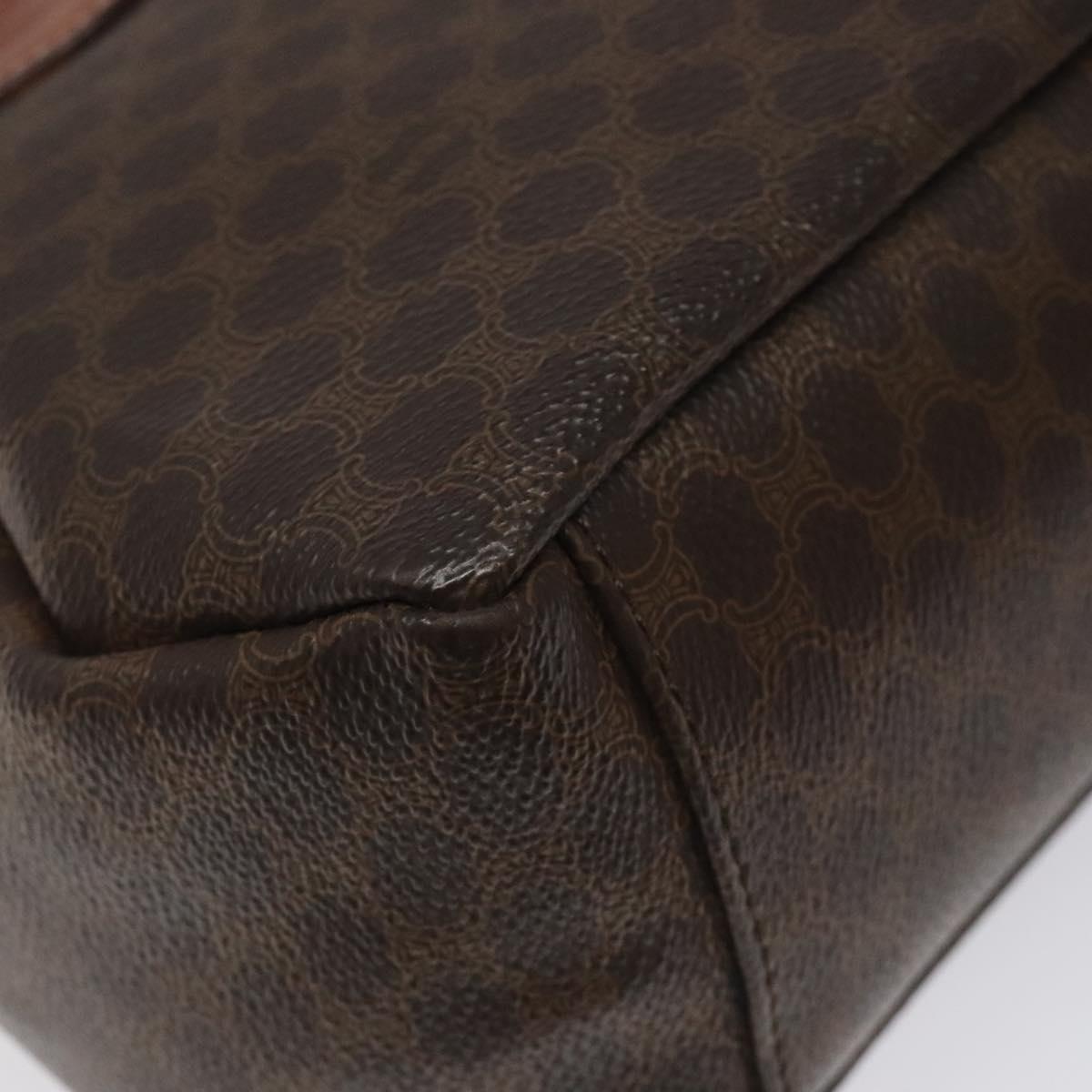 CELINE Macadam Canvas Hand Bag PVC Leather Brown Gold Auth 118198