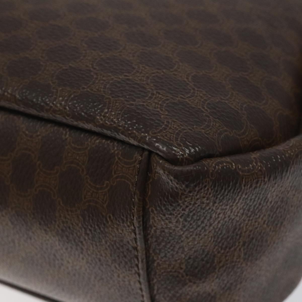 CELINE Macadam Canvas Hand Bag PVC Leather Brown Gold Auth 118198