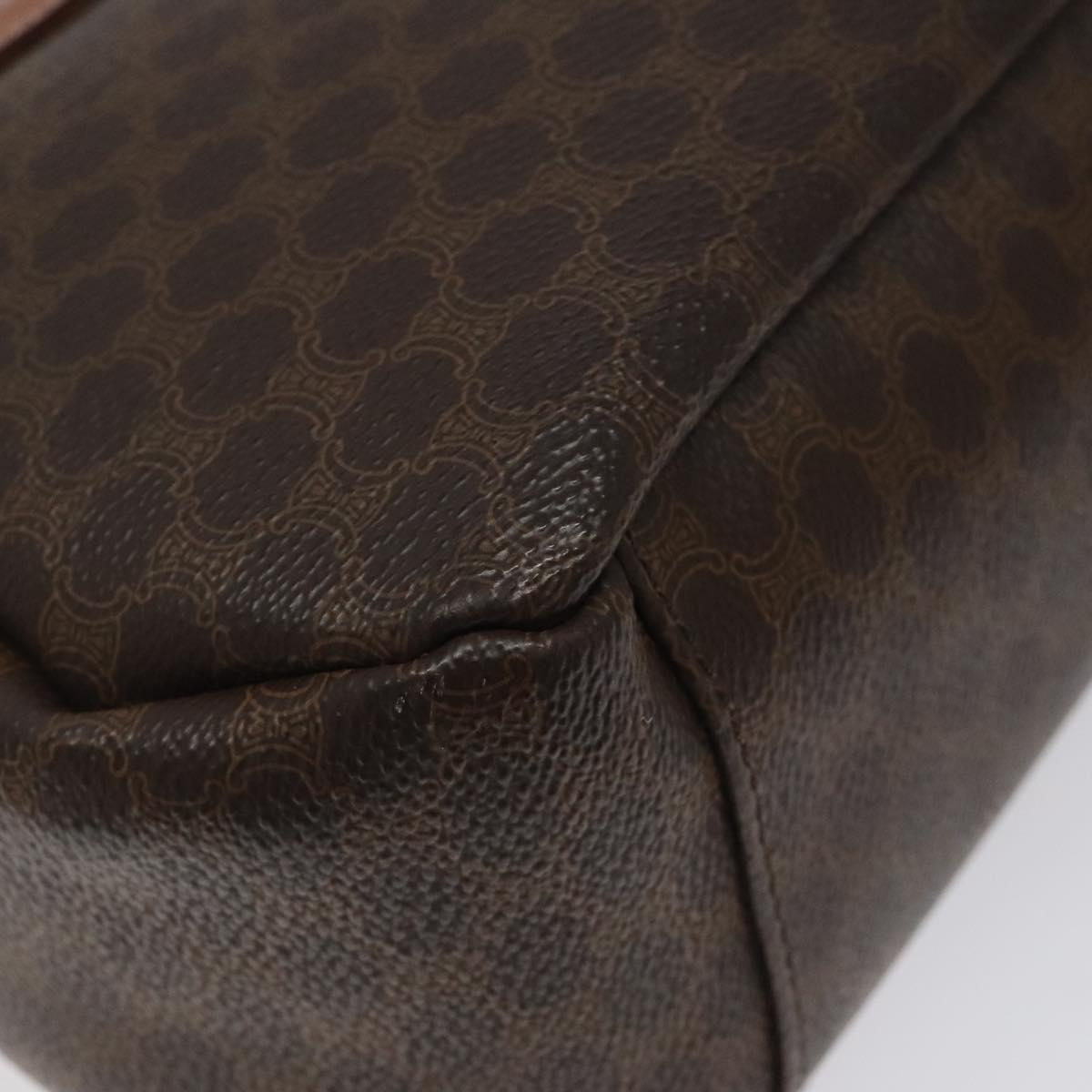 CELINE Macadam Canvas Hand Bag PVC Leather Brown Gold Auth 118198