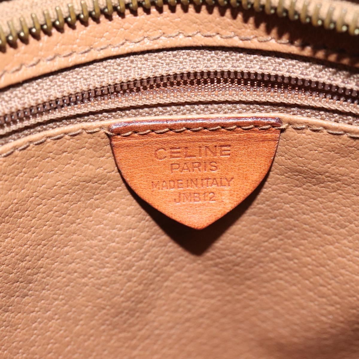 CELINE Macadam Canvas Hand Bag PVC Leather Brown Gold Auth 118198