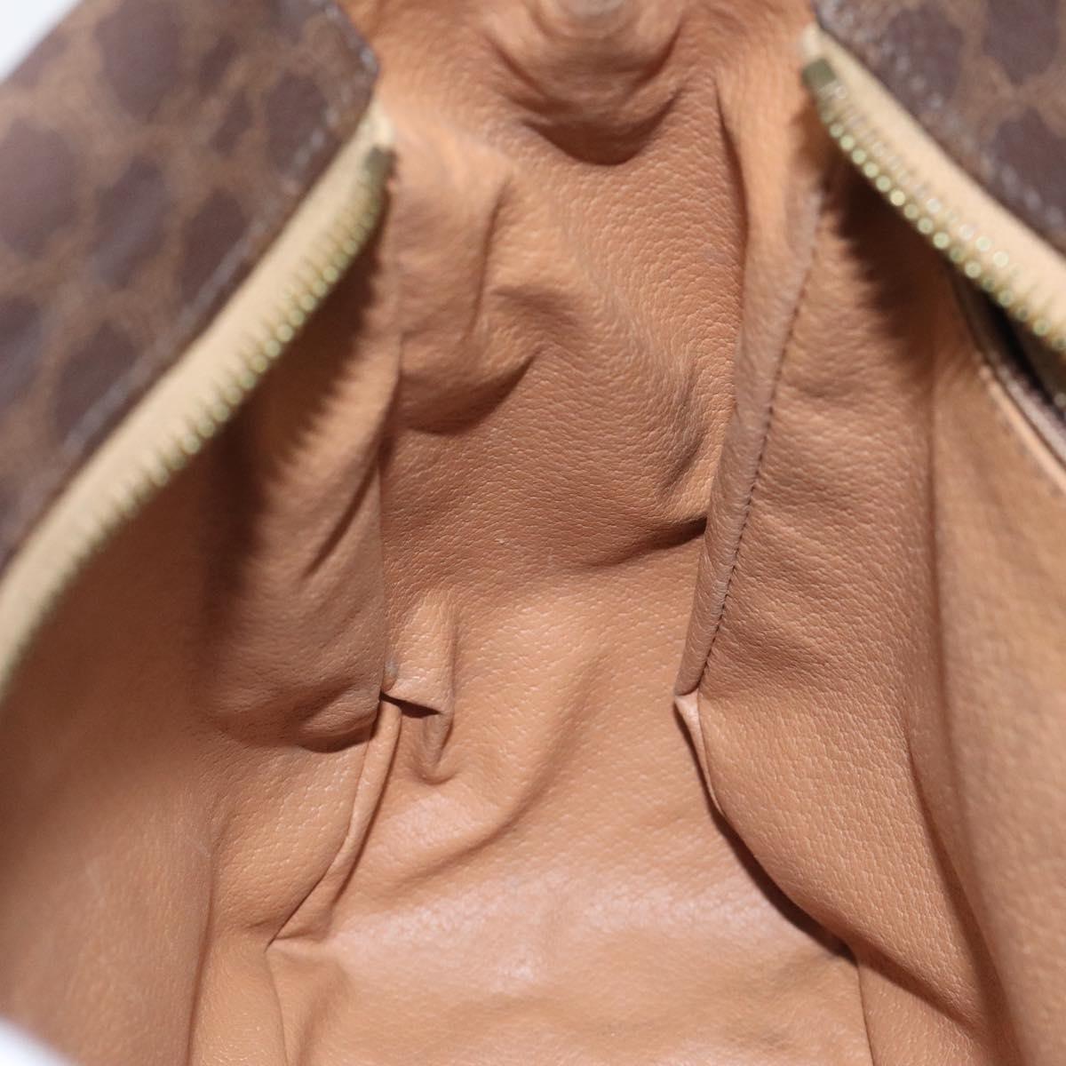 CELINE Macadam Canvas Hand Bag PVC Leather Brown Gold Auth 118198