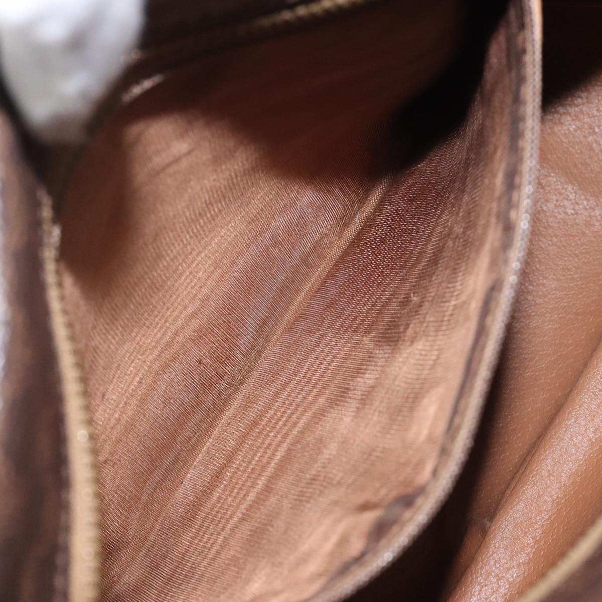 CELINE Macadam Canvas Hand Bag PVC Leather Brown Gold Auth 118198