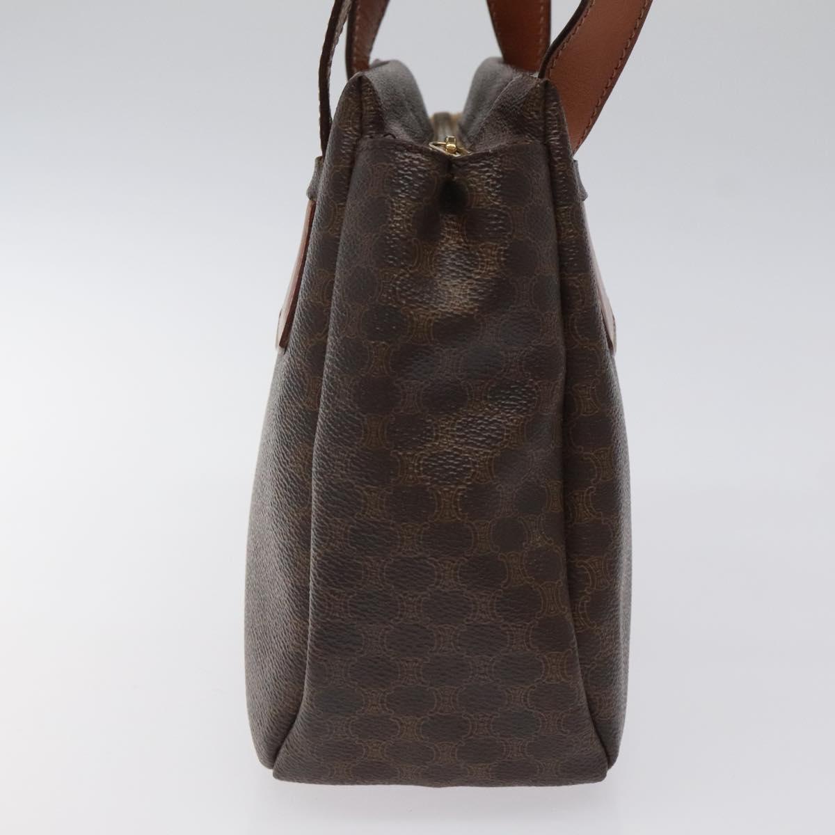 CELINE Macadam Canvas Hand Bag PVC Leather Brown Gold Auth 118198