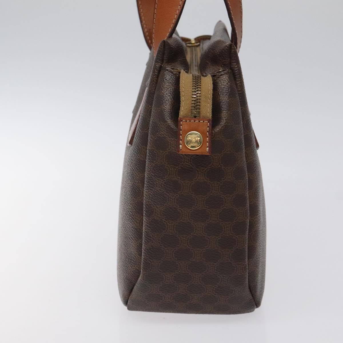 CELINE Macadam Canvas Hand Bag PVC Leather Brown Gold Auth 118198