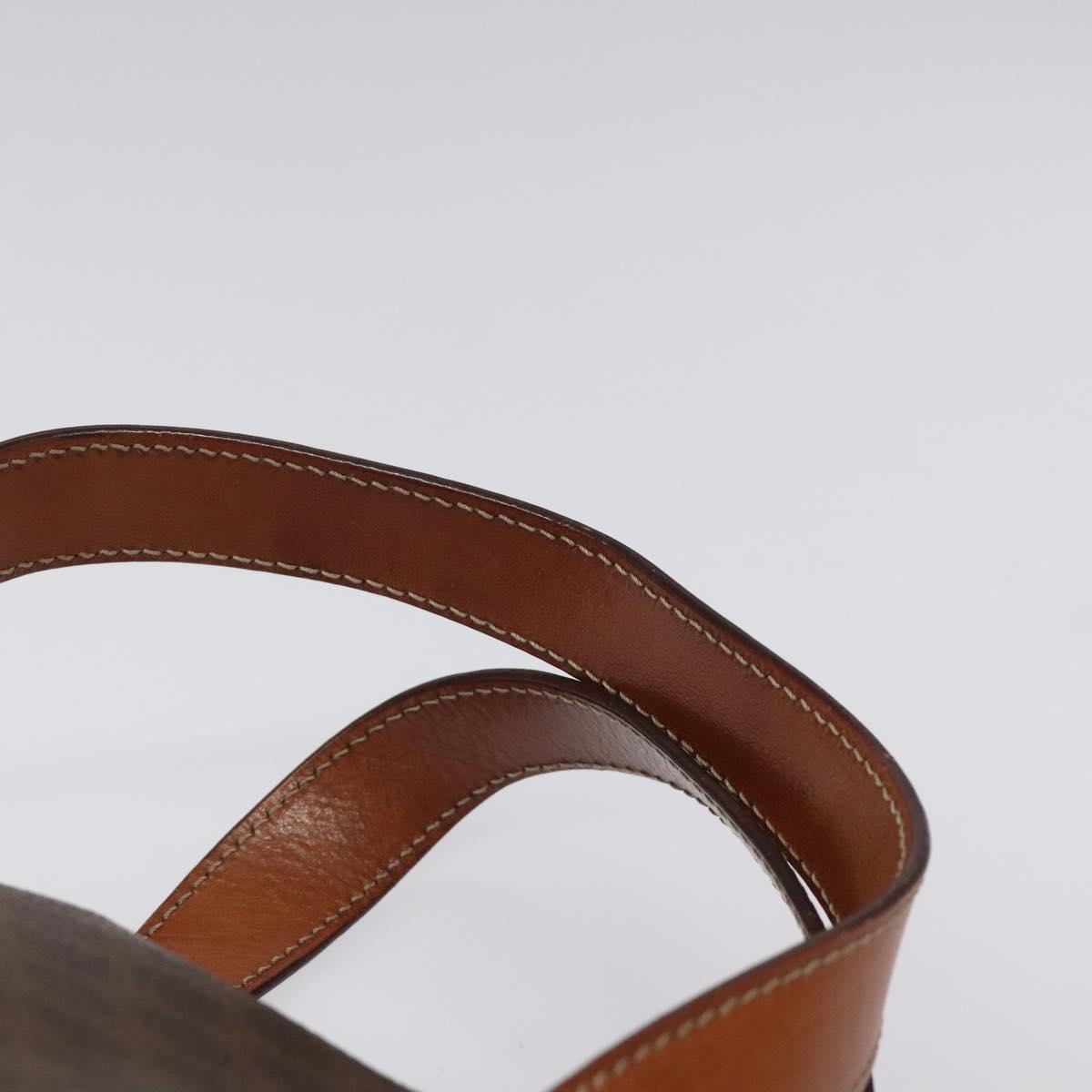 CELINE Macadam Canvas Hand Bag PVC Leather Brown Gold Auth 118198