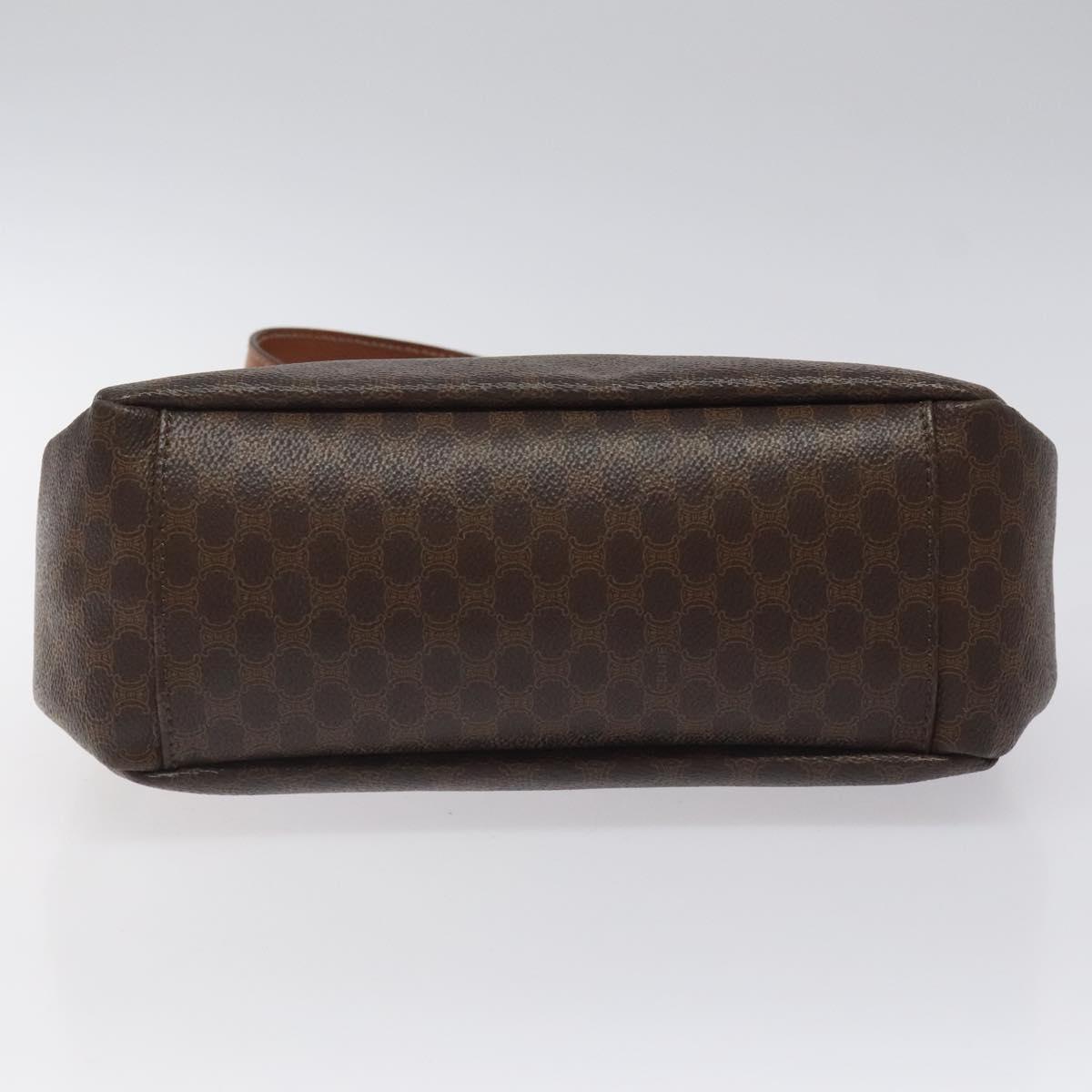 CELINE Macadam Canvas Hand Bag PVC Leather Brown Gold Auth 118198