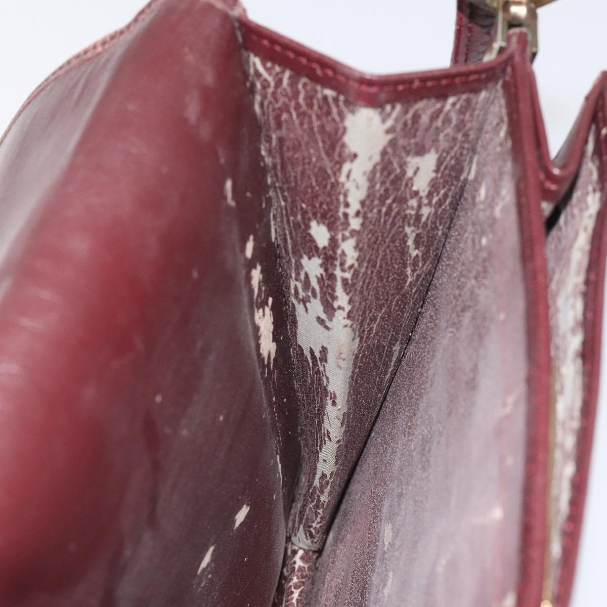 CARTIER Must Line Shoulder Bag Leather Wine Red Gold Auth 118206