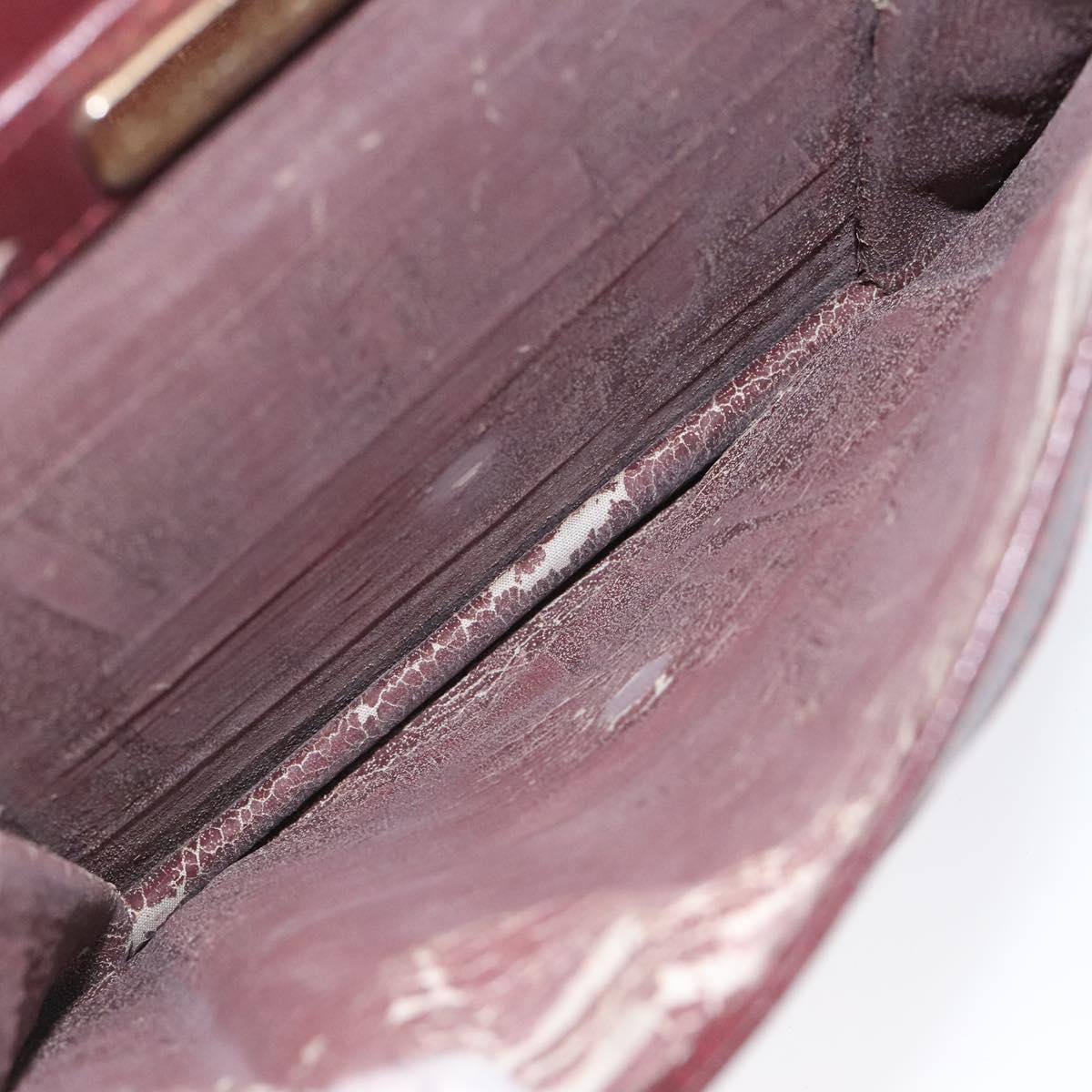 CARTIER Must Line Shoulder Bag Leather Wine Red Gold Auth 118206