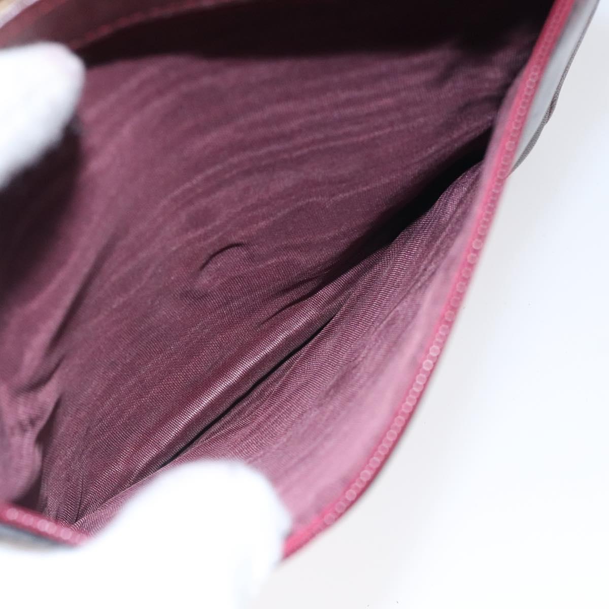 CARTIER Must Line Shoulder Bag Leather Wine Red Gold Auth 118206