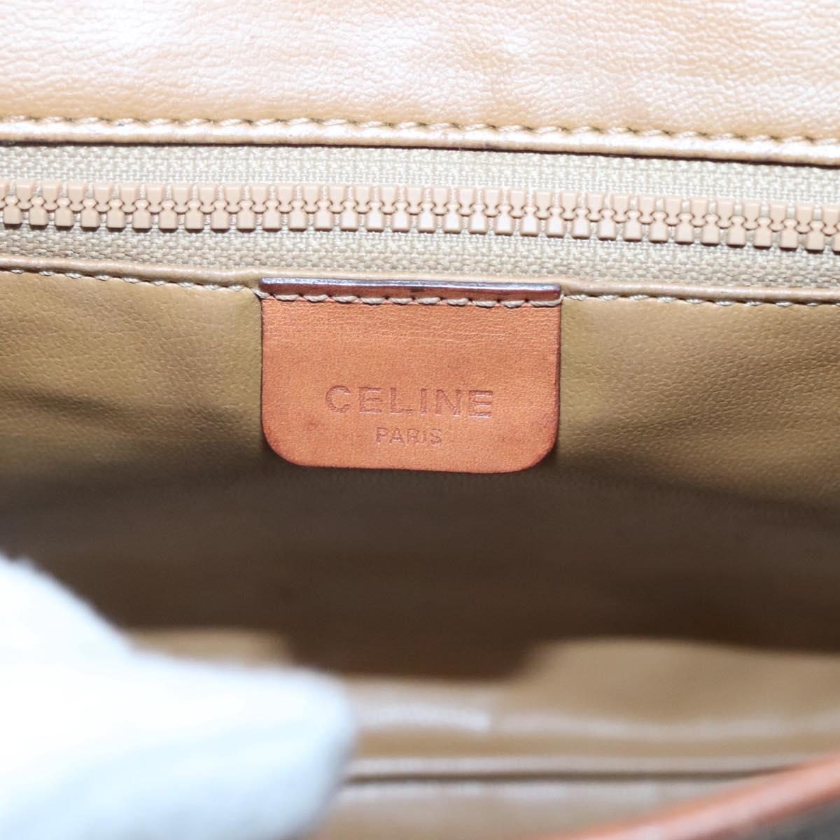 CELINE Macadam Canvas Shoulder Bag PVC Leather Brown Gold Auth 118208