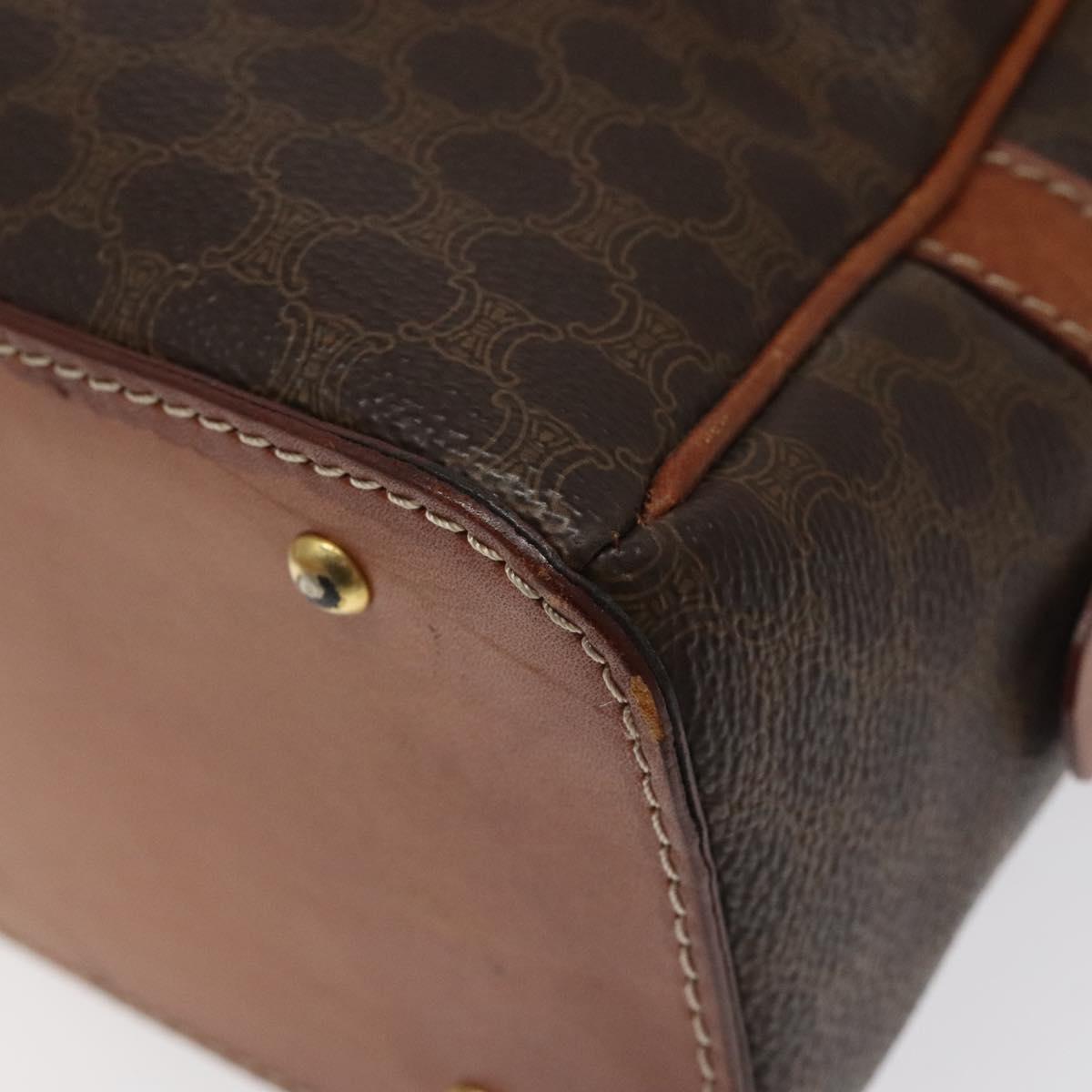 CELINE Macadam Canvas Hand Bag PVC Leather Brown Gold Auth 118211