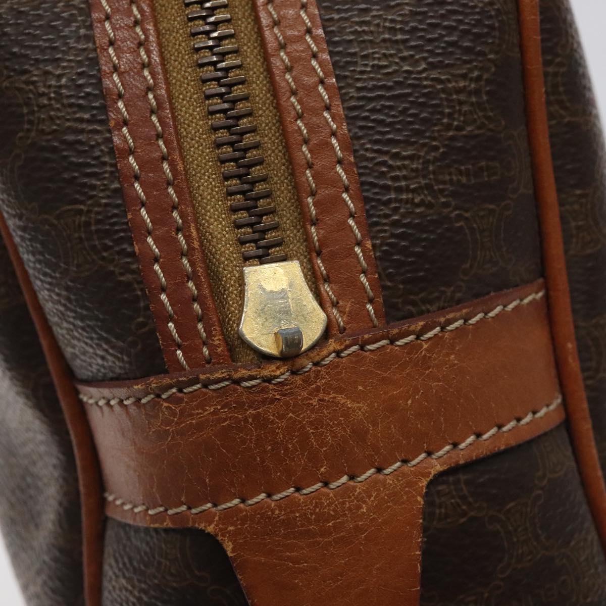 CELINE Macadam Canvas Hand Bag PVC Leather Brown Gold Auth 118211