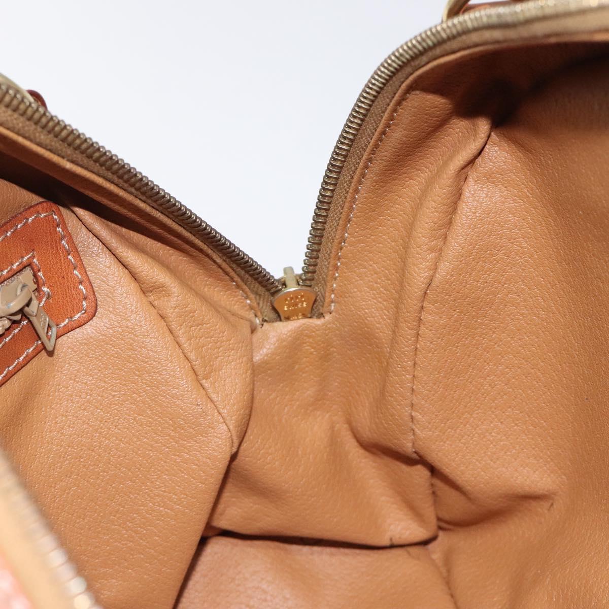 CELINE Macadam Canvas Hand Bag PVC Leather Brown Gold Auth 118211