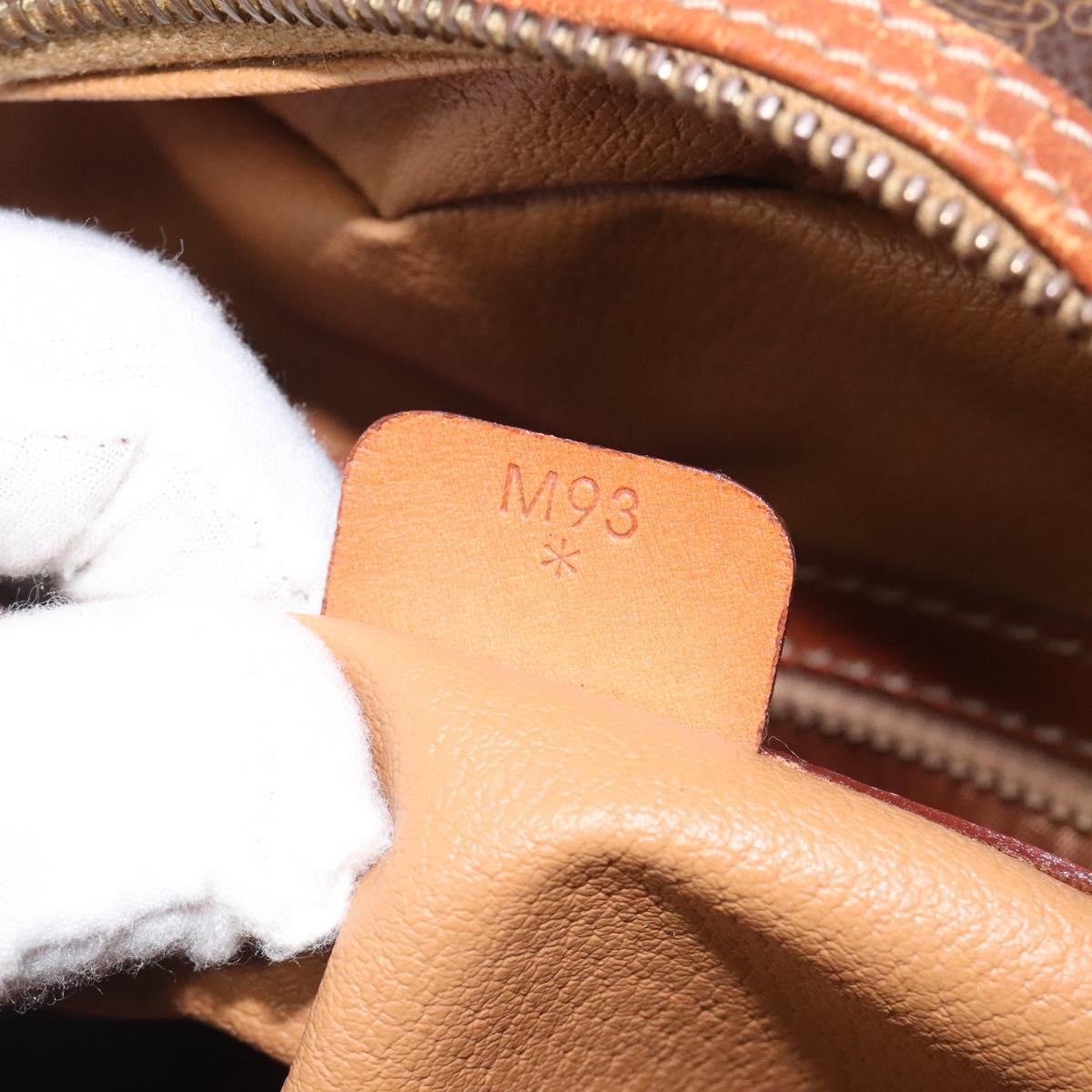 CELINE Macadam Canvas Hand Bag PVC Leather Brown Gold Auth 118211