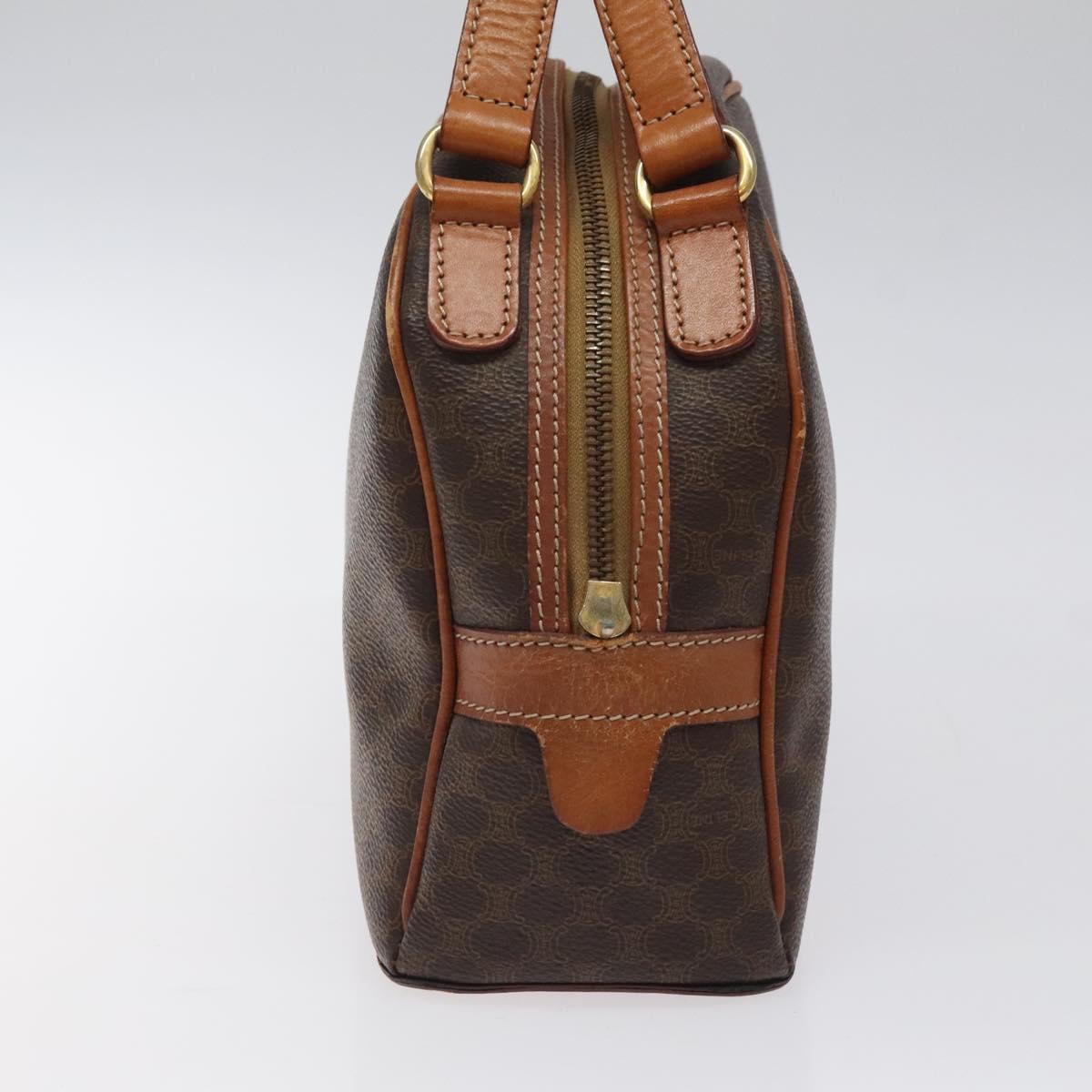 CELINE Macadam Canvas Hand Bag PVC Leather Brown Gold Auth 118211