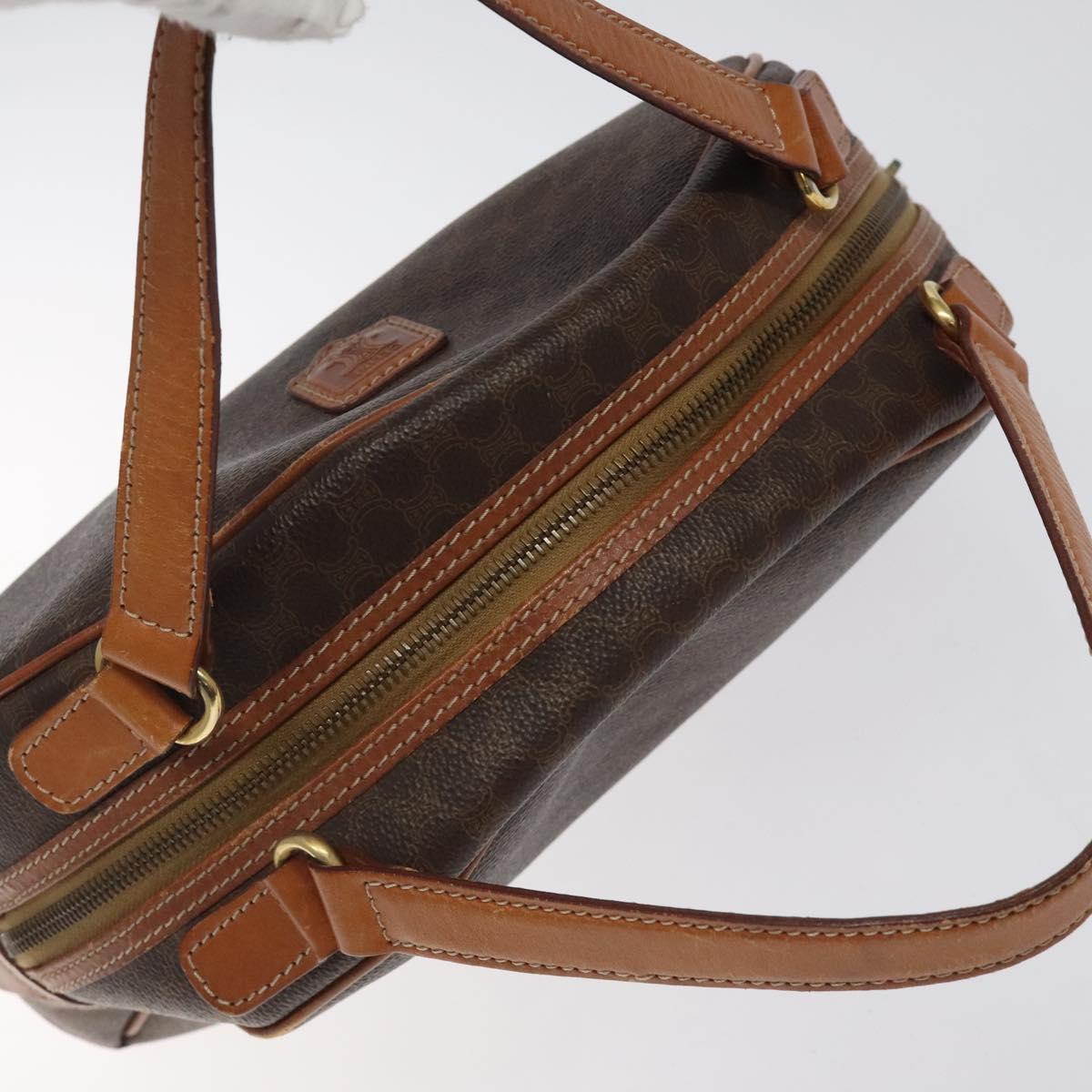 CELINE Macadam Canvas Hand Bag PVC Leather Brown Gold Auth 118211