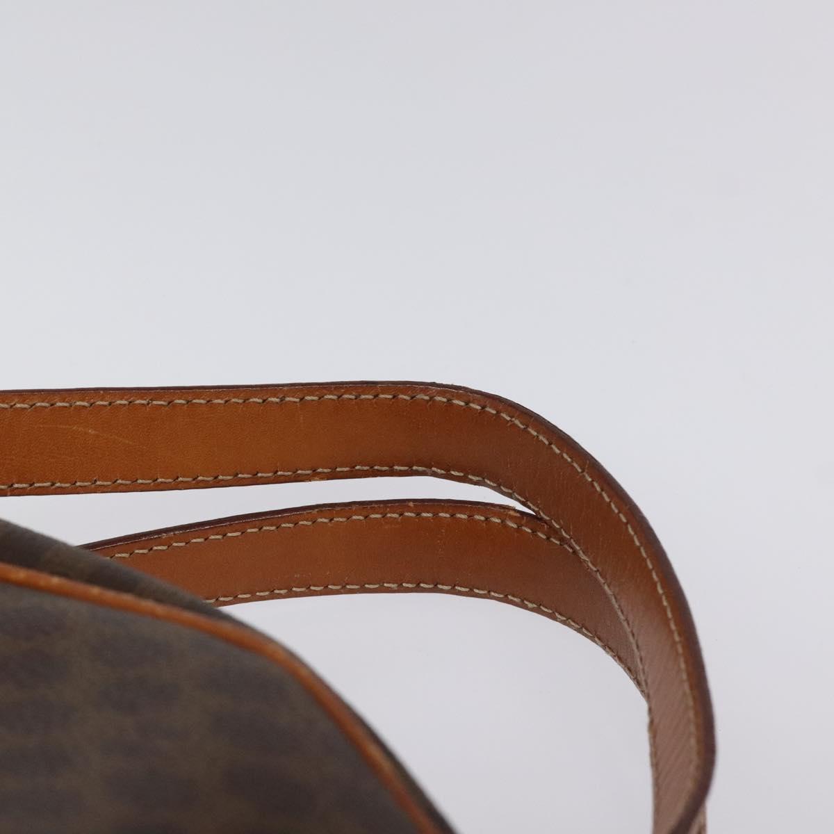 CELINE Macadam Canvas Hand Bag PVC Leather Brown Gold Auth 118211