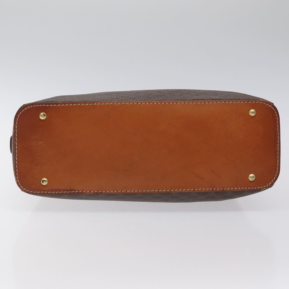 CELINE Macadam Canvas Hand Bag PVC Leather Brown Gold Auth 118211