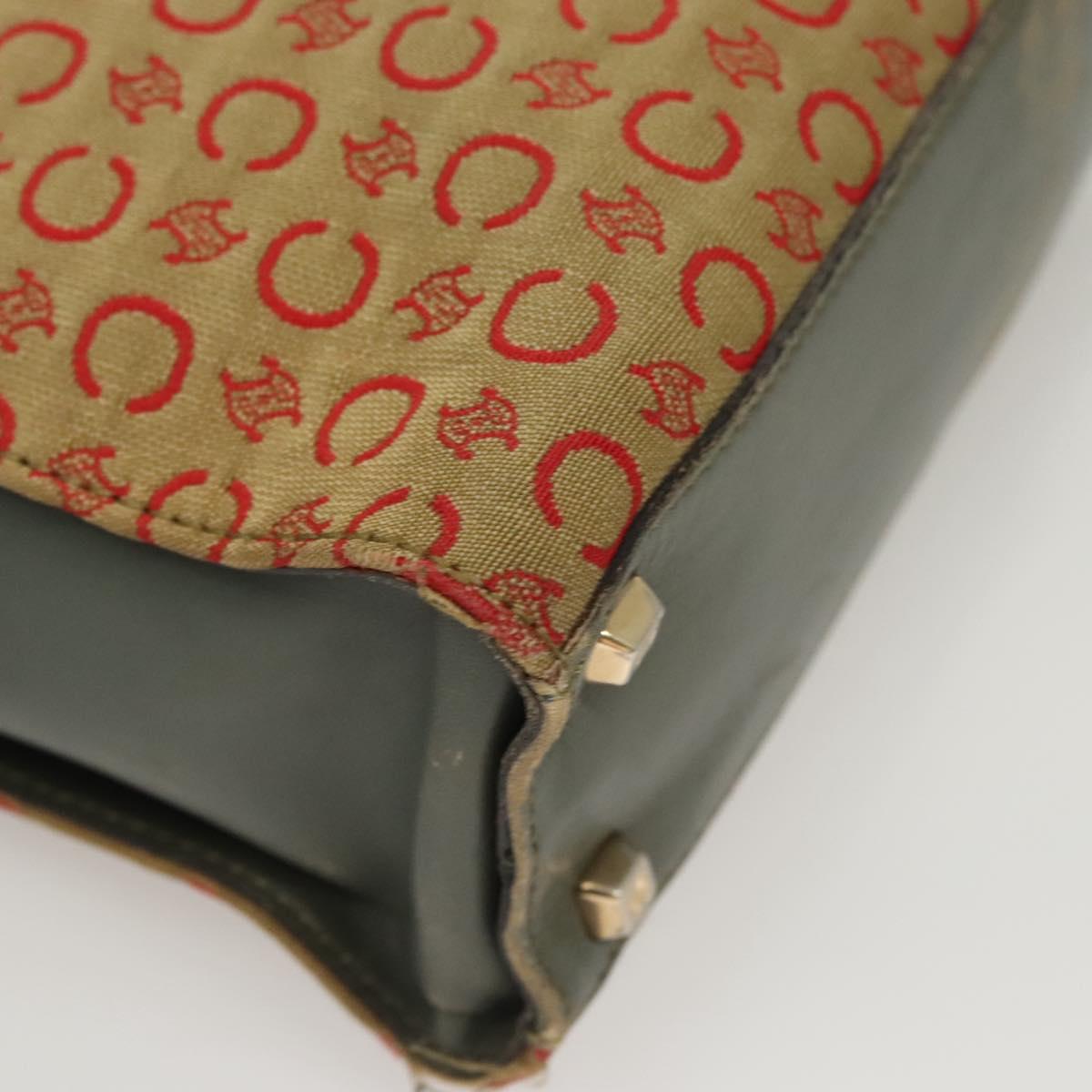 CELINE C Macadam Canvas Hand Bag Beige Gold Auth 118212