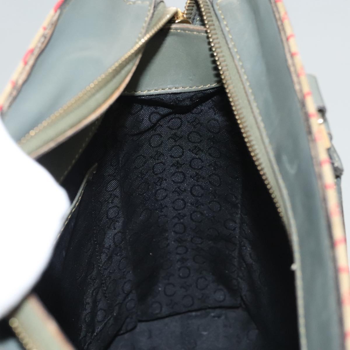 CELINE C Macadam Canvas Hand Bag Beige Gold Auth 118212