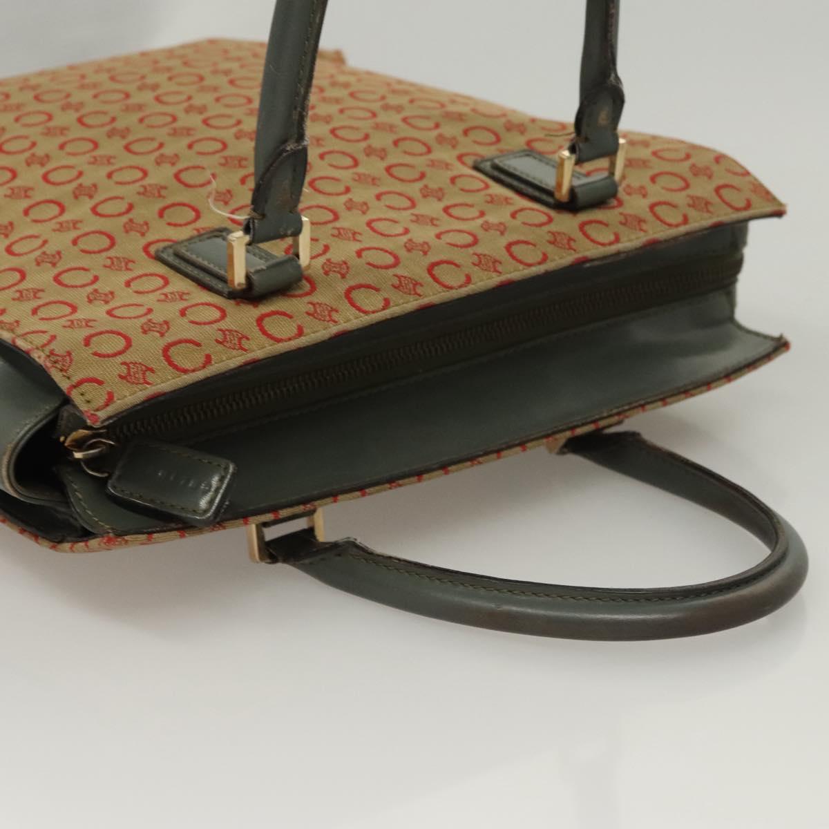 CELINE C Macadam Canvas Hand Bag Beige Gold Auth 118212