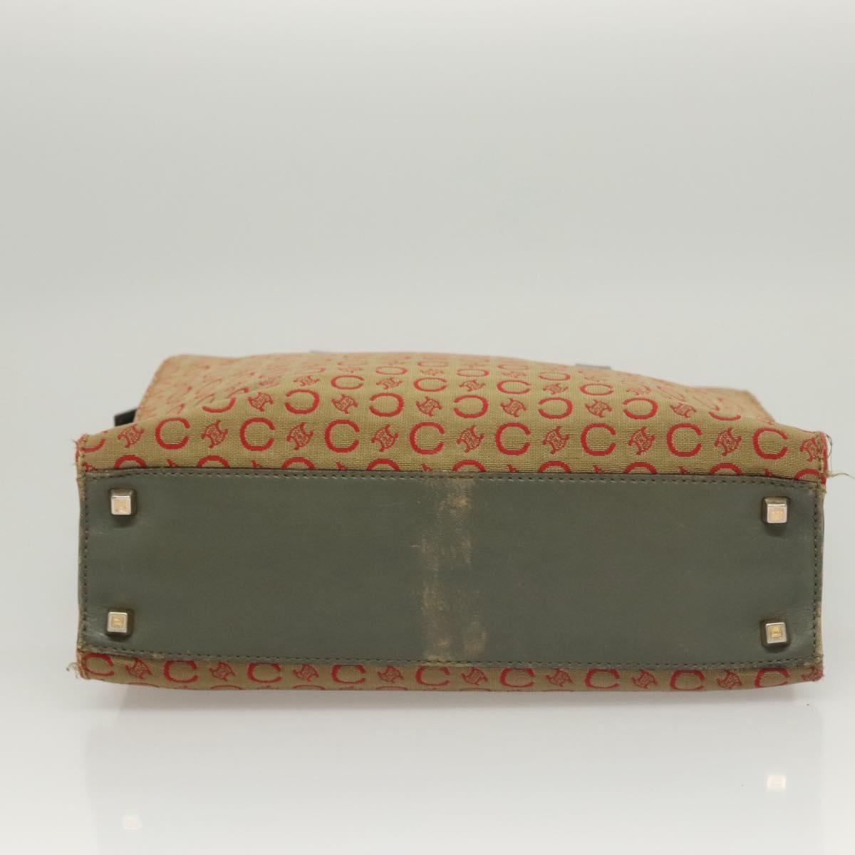 CELINE C Macadam Canvas Hand Bag Beige Gold Auth 118212