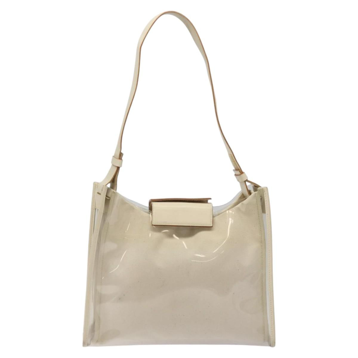 Salvatore Ferragamo Shoulder Bag Vinyl Clear Beige Auth 118213