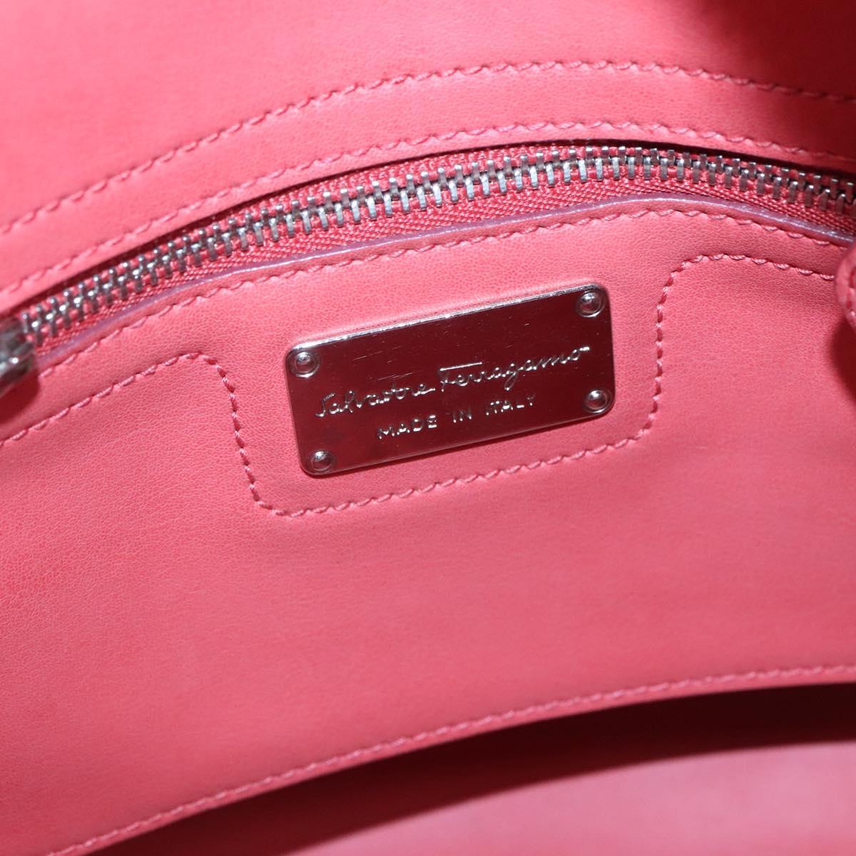Salvatore Ferragamo Hand Bag Leather 2way Pink Silver Auth 118214