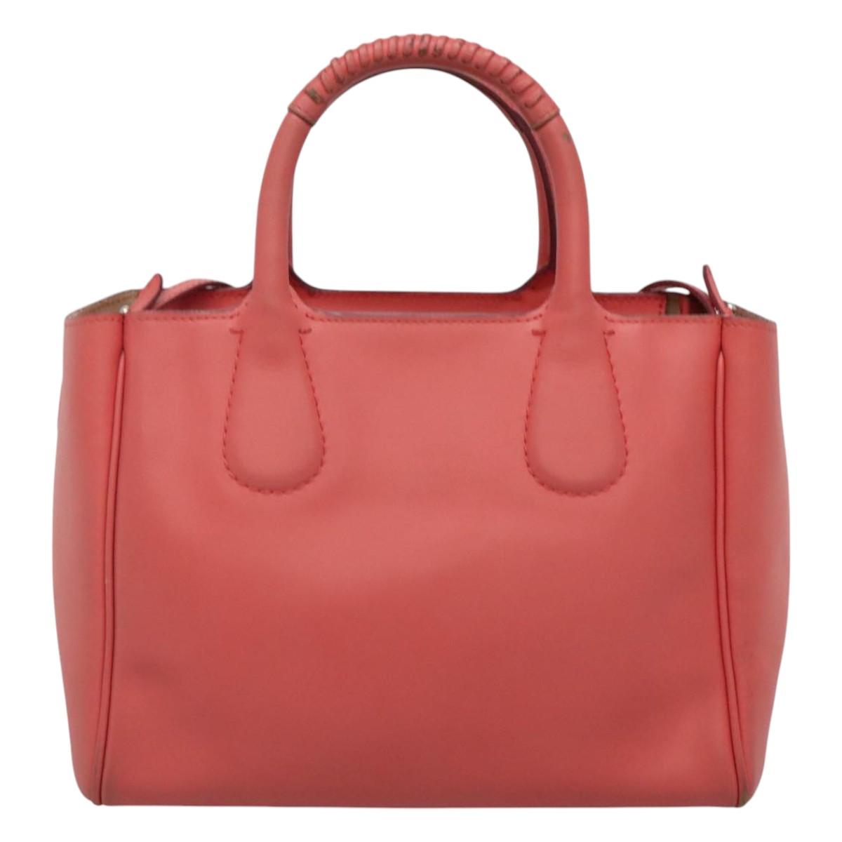 Salvatore Ferragamo Hand Bag Leather 2way Pink Silver Auth 118214