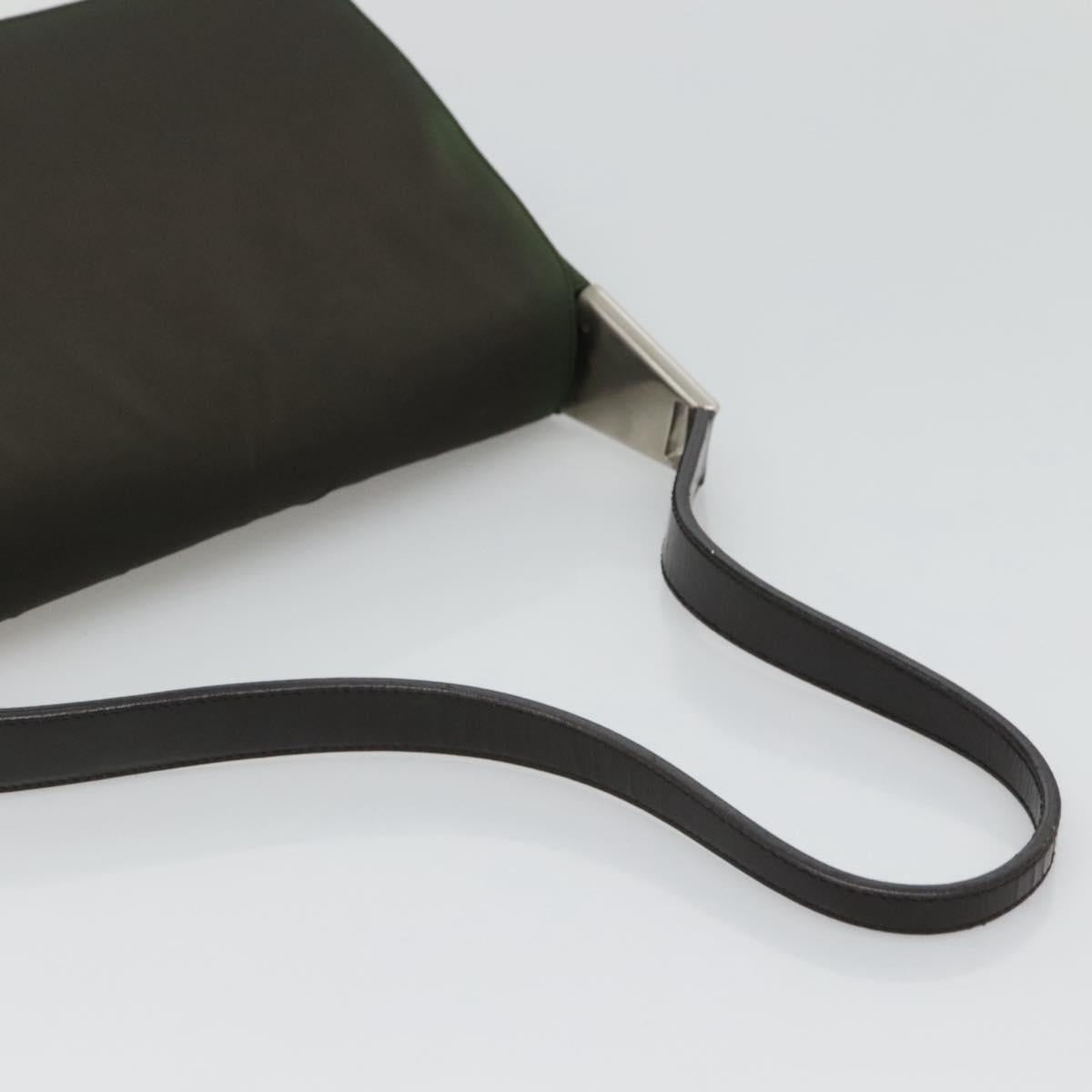 PRADA Shoulder Bag Nylon Khaki Silver Auth 118216